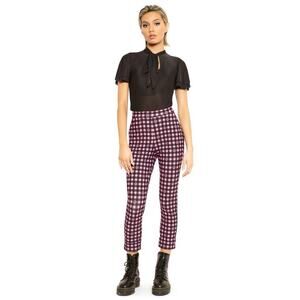 Black Milk Gingham Hearts Pink Cuffed Pants Preppy NEW Womens Medium